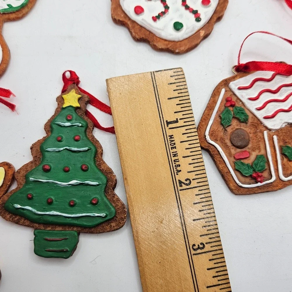 VTG Lot of 11 Gingerbread Christmas Ornaments Resin Cookie Tree Angel Snowman